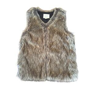 Evy’s Tree The Ivy Faux Fur Vest Women’s XS Brown Gray Lined Polyester